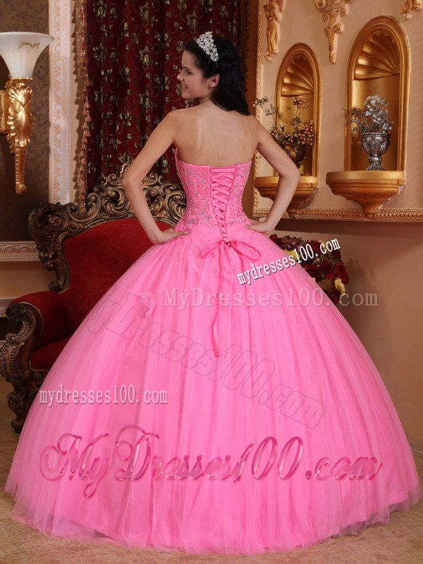 Strapless Pleated Pink Beading Ball Gown for Sweet 16 with Lace up