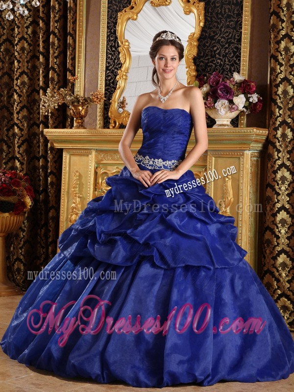 Royal Blue Ball Gown Strapless Sweet 15 Dresses with Pick-ups