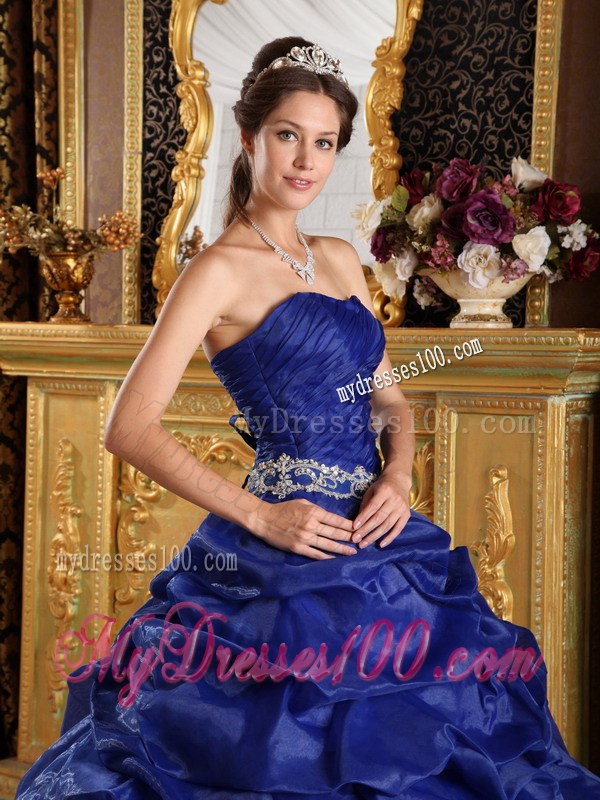 Royal Blue Ball Gown Strapless Sweet 15 Dresses with Pick-ups