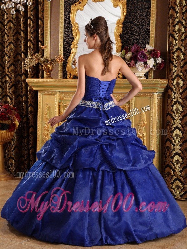 Royal Blue Ball Gown Strapless Sweet 15 Dresses with Pick-ups