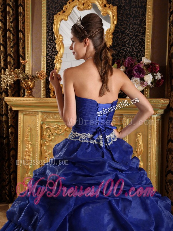 Royal Blue Ball Gown Strapless Sweet 15 Dresses with Pick-ups