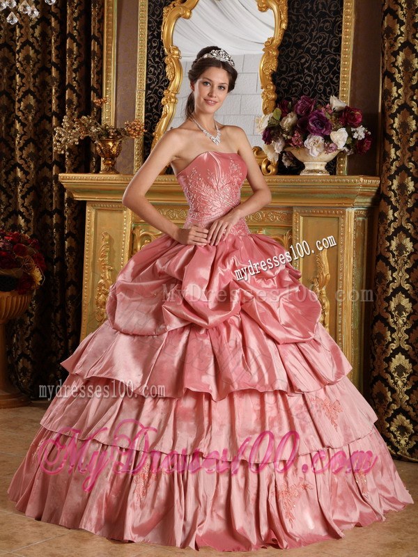 Strapless Sweet 16 Dresses Floor-length with Pick-ups and Appliques