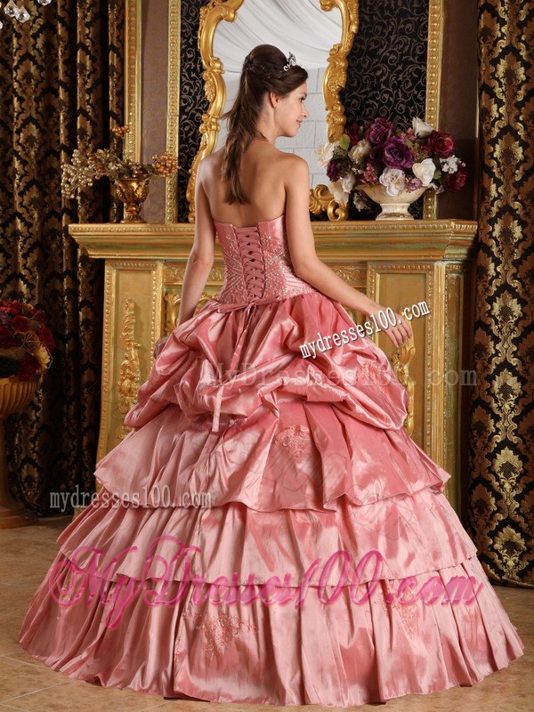 Strapless Sweet 16 Dresses Floor-length with Pick-ups and Appliques