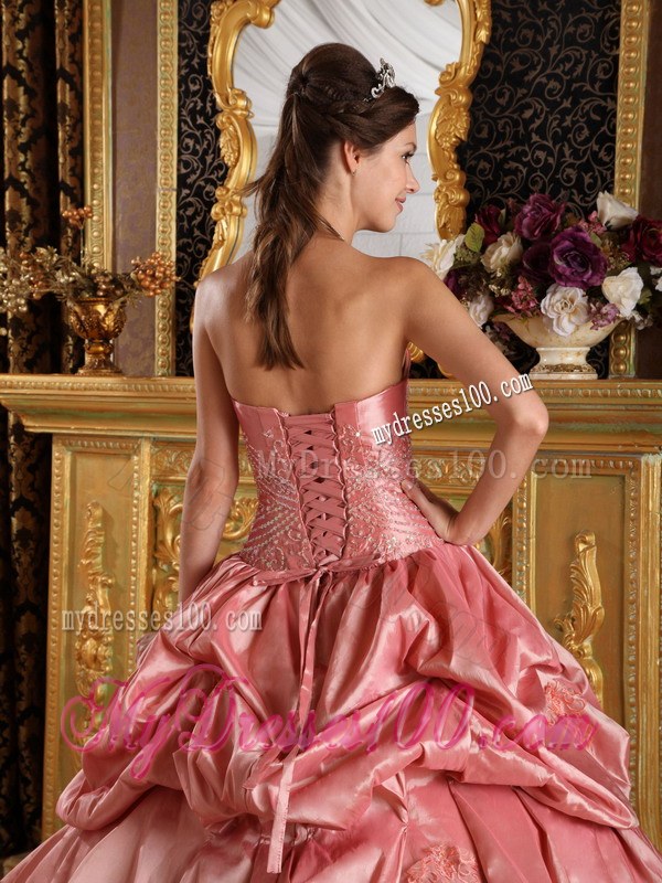 Strapless Sweet 16 Dresses Floor-length with Pick-ups and Appliques