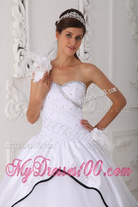 One Shoulder Beading Sweetheart White Layers Sweet 15 dresses