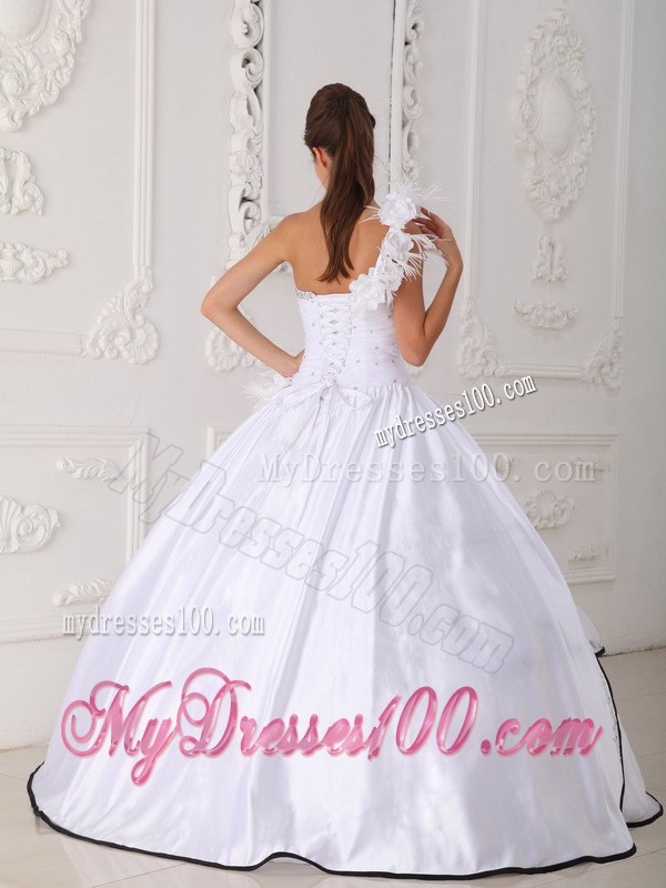 One Shoulder Beading Sweetheart White Layers Sweet 15 dresses