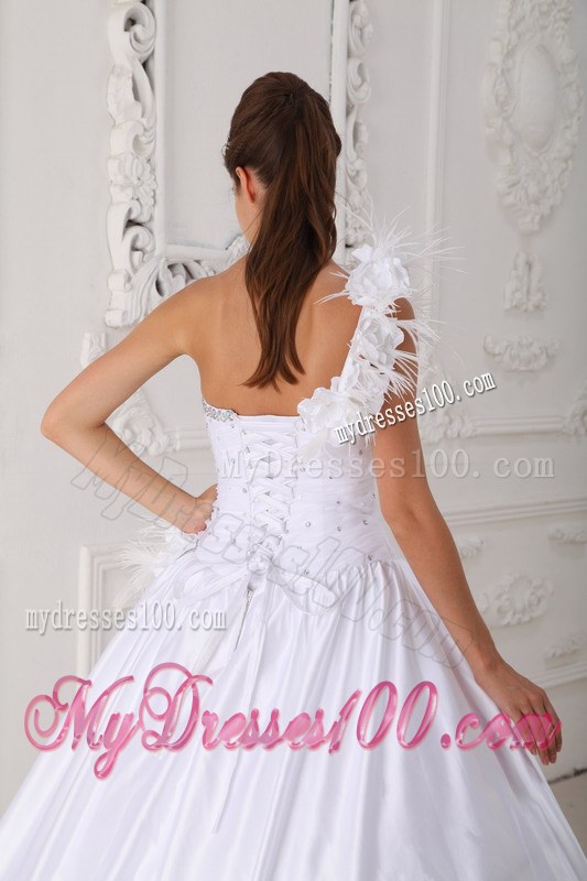 One Shoulder Beading Sweetheart White Layers Sweet 15 dresses
