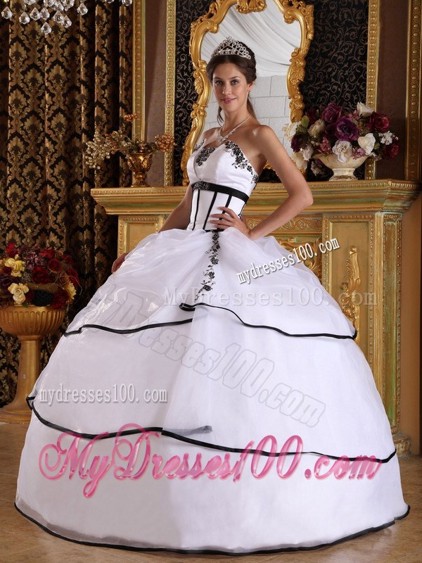 Strapless Ball Gown with Organza Layers in White for Sweet Sixteen Dresses