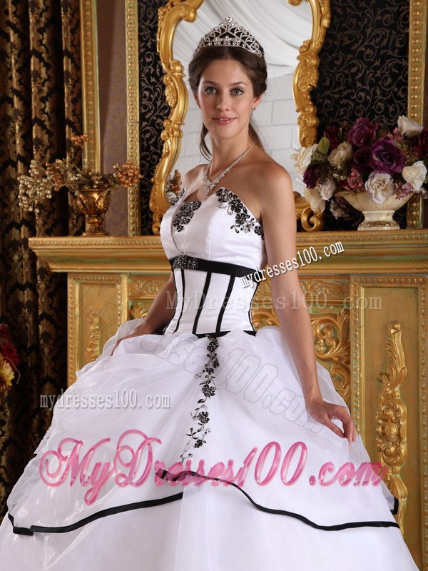 Strapless Ball Gown with Organza Layers in White for Sweet Sixteen Dresses