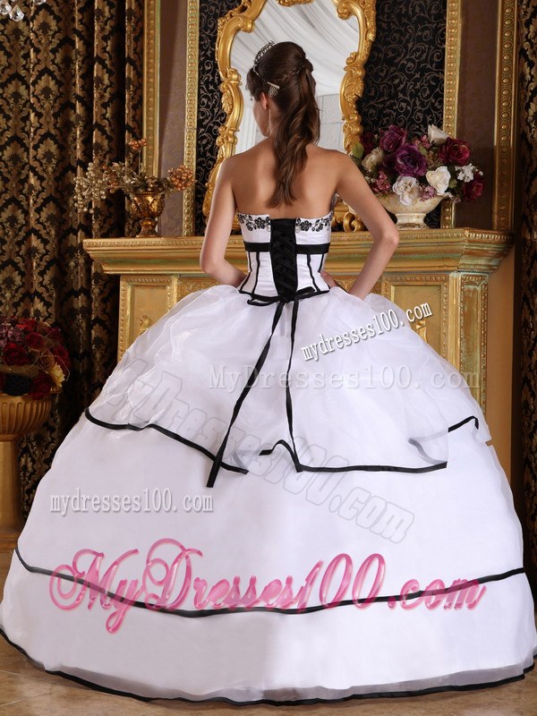 Strapless Ball Gown with Organza Layers in White for Sweet Sixteen Dresses