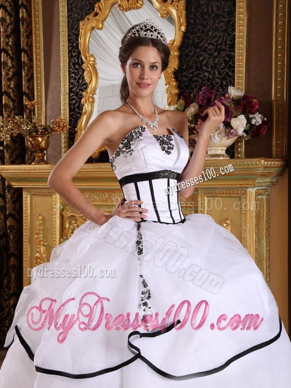 Strapless Ball Gown with Organza Layers in White for Sweet Sixteen Dresses