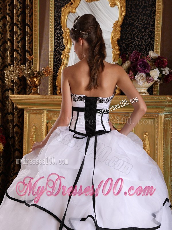 Strapless Ball Gown with Organza Layers in White for Sweet Sixteen Dresses