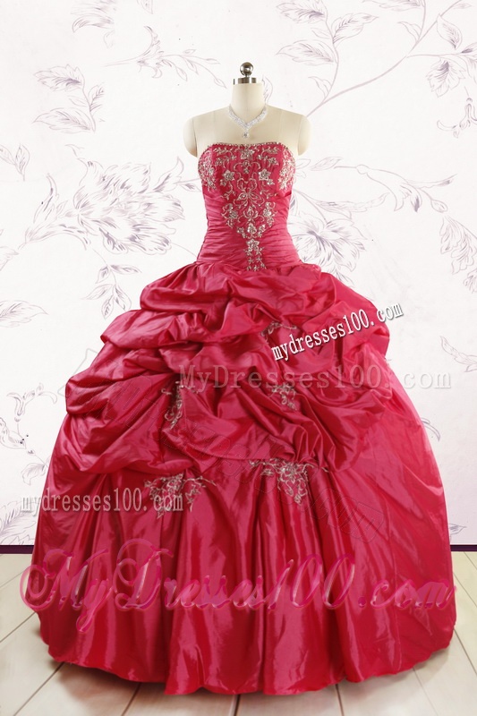 2016 Appliques Pretty Quinceanera Dresses with Strapless