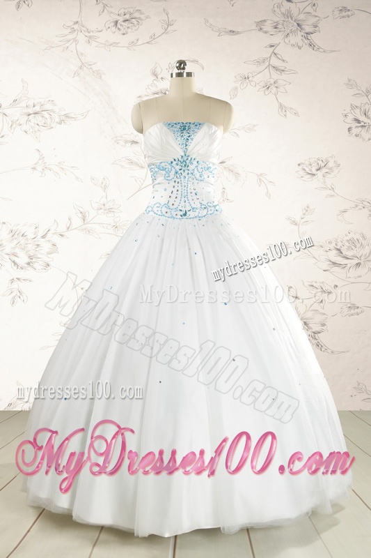 2016 Beautiful Appliques and Beading White Quinceanera Dresses