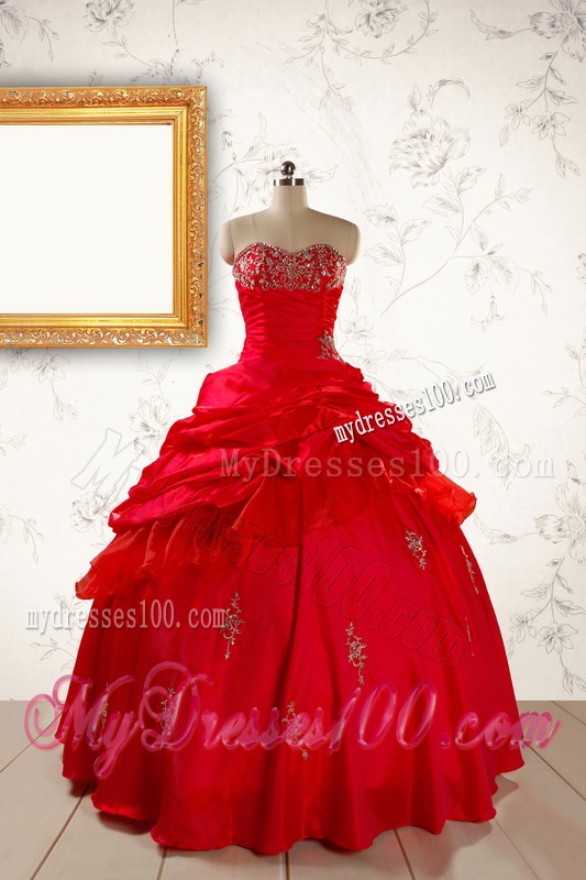 2016 Beautiful Beading Sweetheart Quinceanera Dress in Red