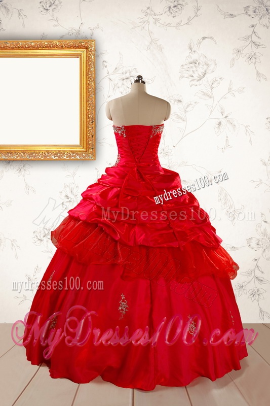 2016 Beautiful Beading Sweetheart Quinceanera Dress in Red