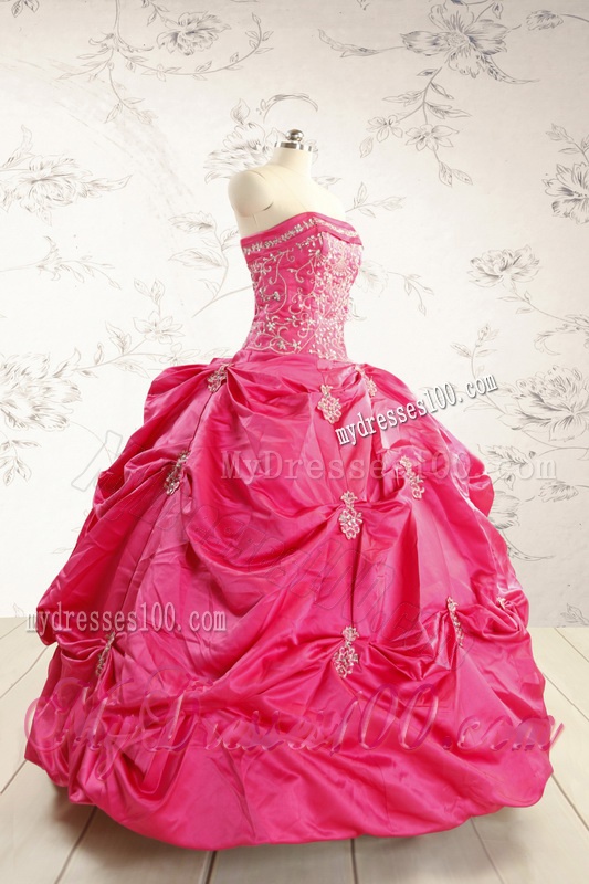 2016 Beautiful Strapless Quinceanera Dress with Appliques