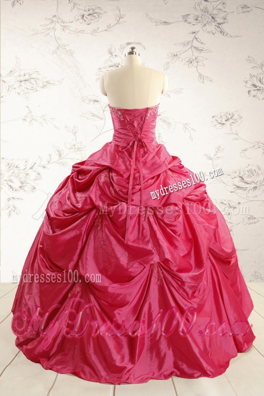 2016 Cheap Appliques Quinceanera Dresses in Hot Pink