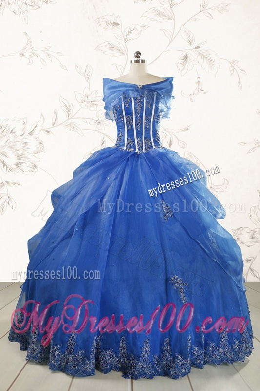 2016 Cheap Appliques Quinceanera Dresses in Royal Blue