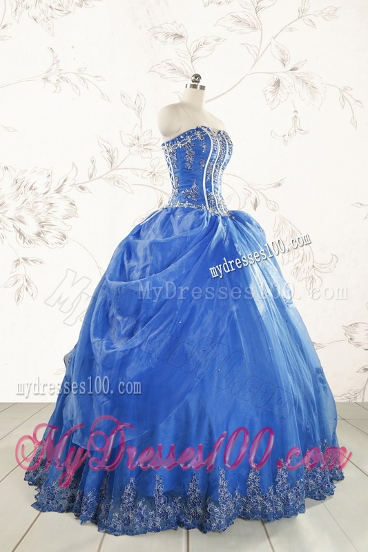 2016 Cheap Appliques Quinceanera Dresses in Royal Blue