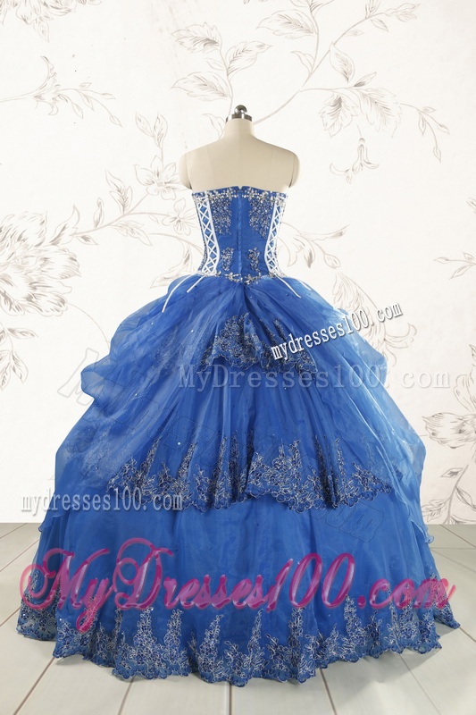 2016 Cheap Appliques Quinceanera Dresses in Royal Blue