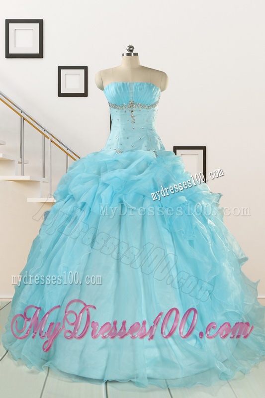 2016 Elegant Aqua Blue Quinceanera Dresses with Beading