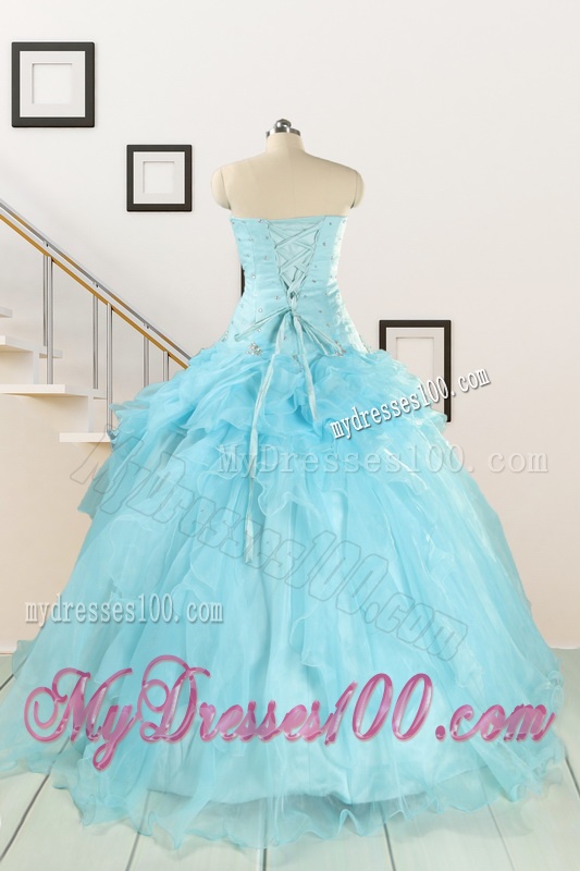 2016 Elegant Aqua Blue Quinceanera Dresses with Beading