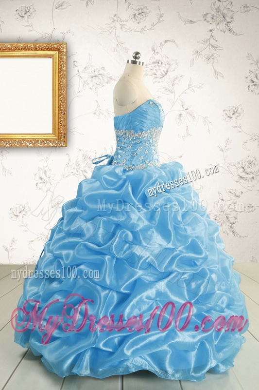 2016 Elegant Strapless Beading Quinceanera Dresses in Baby Blue