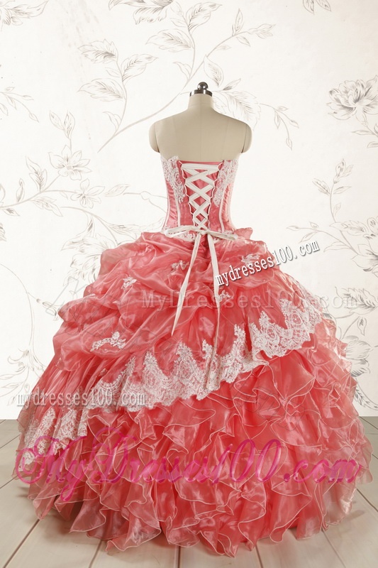 2016 Fashionable Strapless Watermelon Quinceanera Dresses