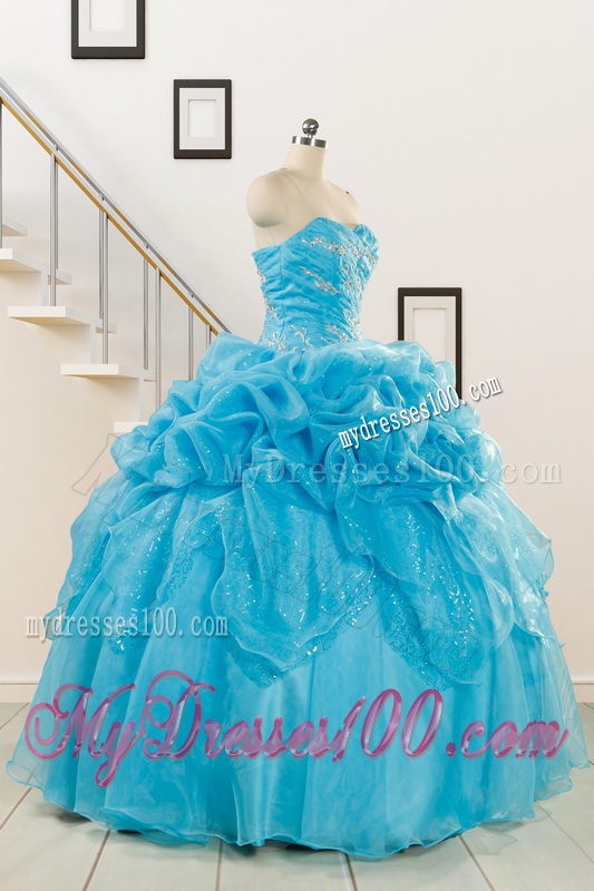 2016 Fashionable Sweetheart Beading Quinceanera Dress in Aqua Blue