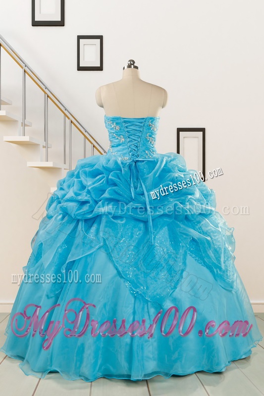 2016 Fashionable Sweetheart Beading Quinceanera Dress in Aqua Blue