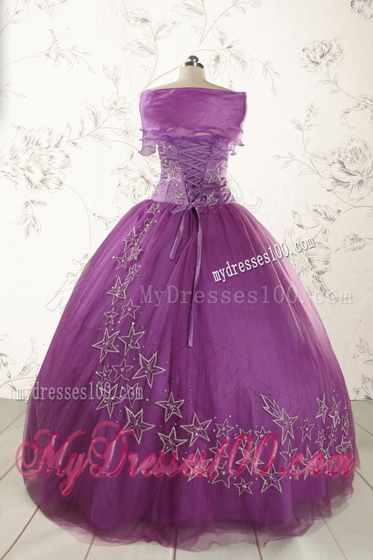 2016 Formal Sweetheart Appliques Purple Quinceanera Dresses