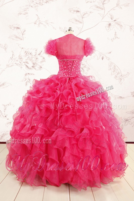 2016 Hot Pink Beading Wonderful Quinceanera Dresses