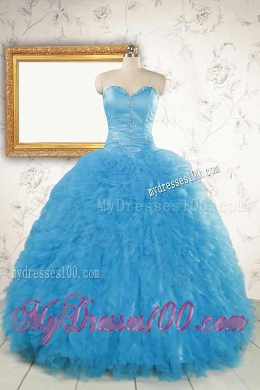 2016 Most Popular Baby Blue Quinceanera Dresses with Beading