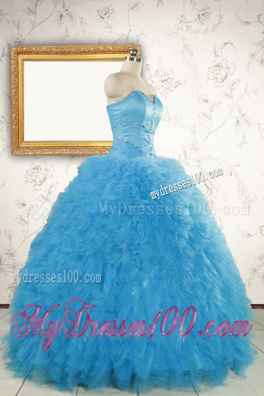 2016 Most Popular Baby Blue Quinceanera Dresses with Beading