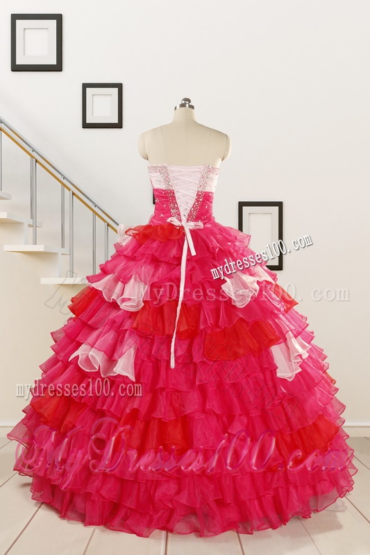 2016 Multi Color Hand Made Flower Quinceanera Dress with One Shoulder