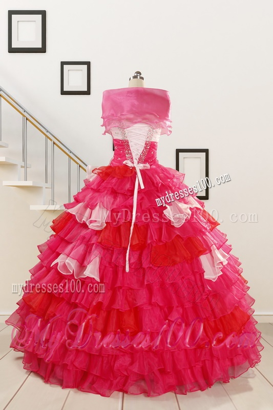 2016 Multi Color Hand Made Flower Quinceanera Dress with One Shoulder