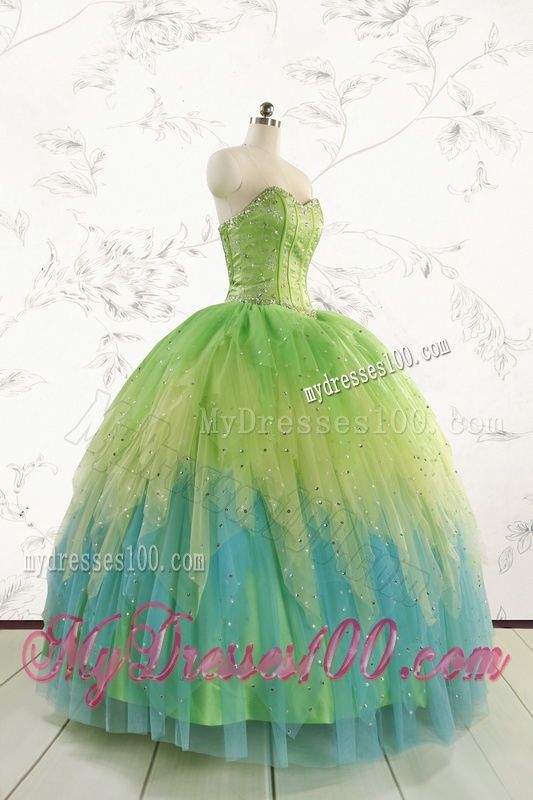 2016 New Style Beading and Ruffles Quinceanera Dresses in Multi-color