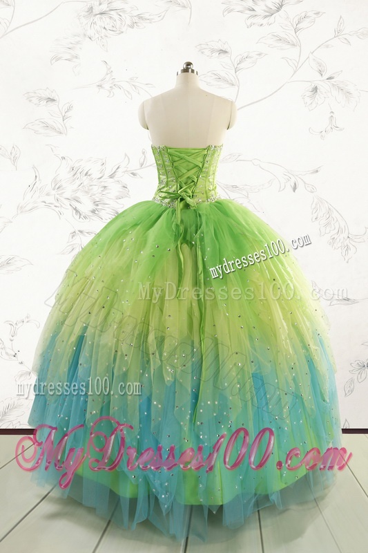 2016 New Style Beading and Ruffles Quinceanera Dresses in Multi-color
