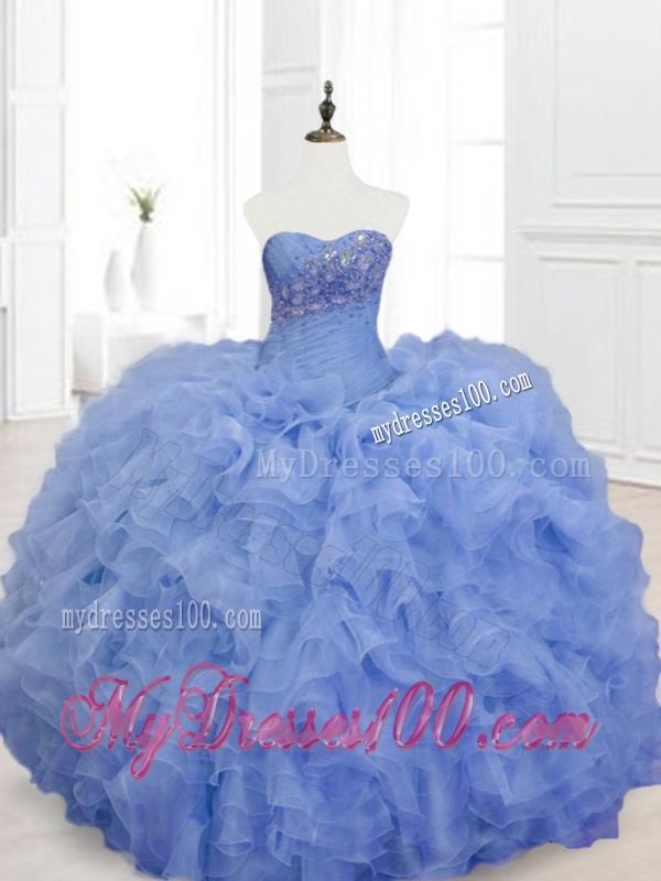 2016 New Style Blue Sweet 16 Dresses with Beading and Ruffles
