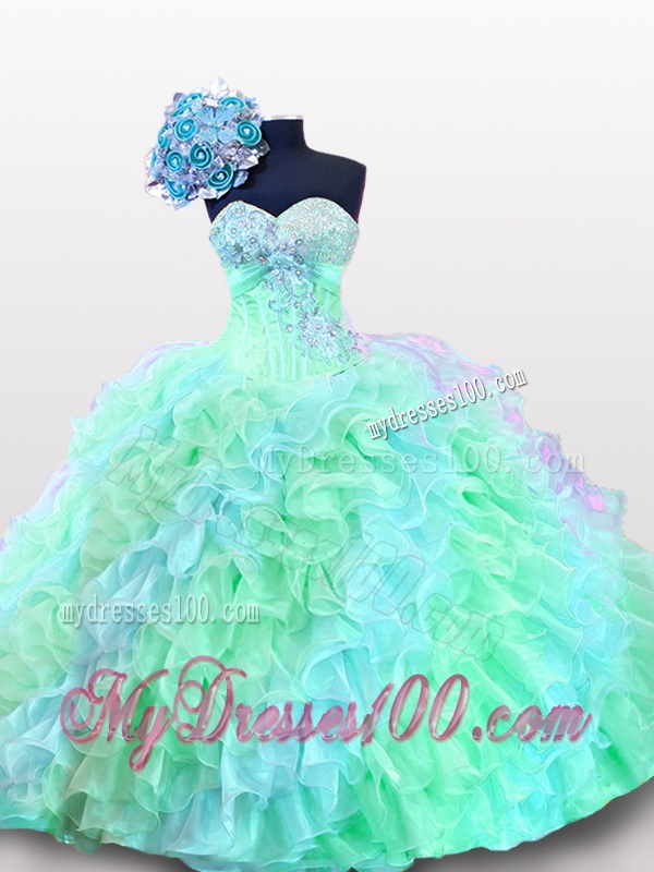 2016 Popular Sweetheart Appliques Quinceanera Dresses with Sequins and Ruffles