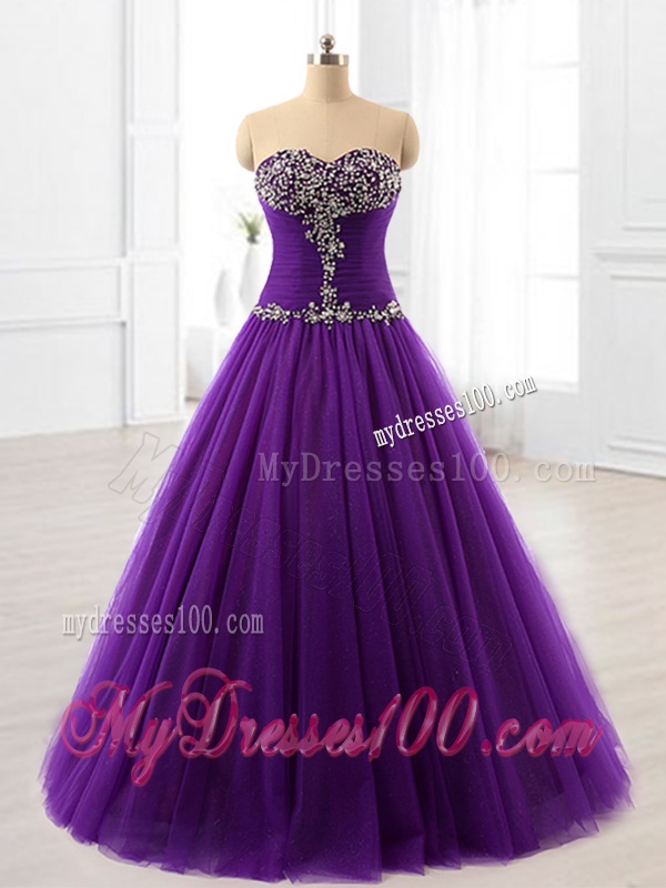 2016 Pretty Beading A Line Sweet 16 Dresses in Purple