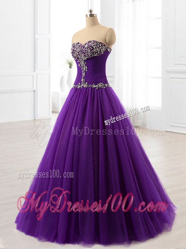 2016 Pretty Beading A Line Sweet 16 Dresses in Purple