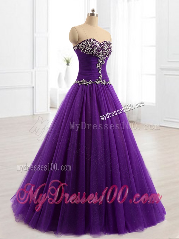 2016 Pretty Beading A Line Sweet 16 Dresses in Purple