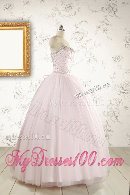 2016 Pretty Beading Light Pink Quinceanera Dresses