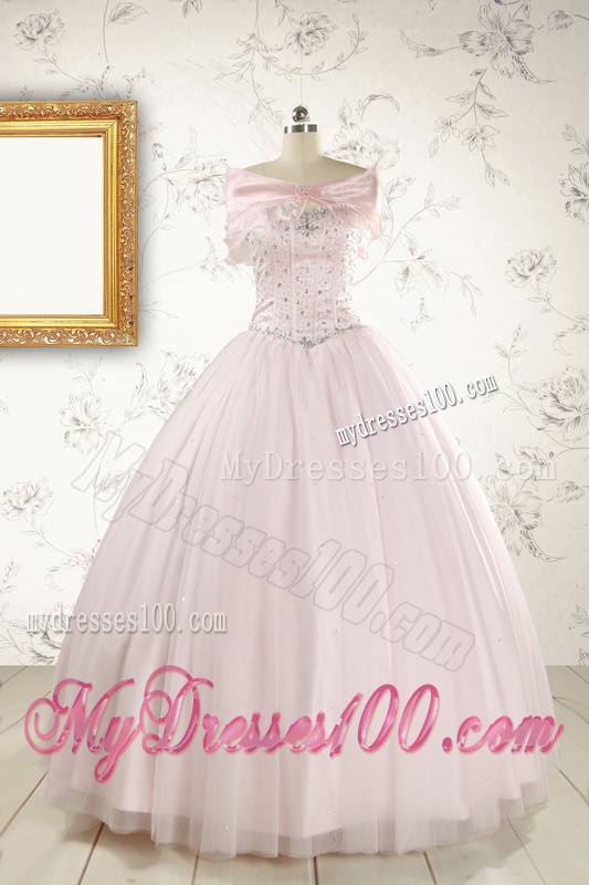 2016 Pretty Beading Light Pink Quinceanera Dresses