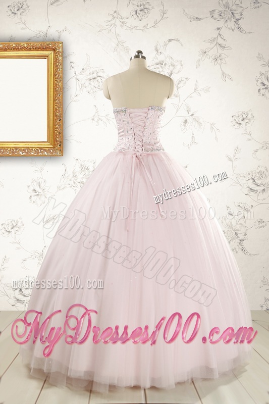 2016 Pretty Beading Light Pink Quinceanera Dresses