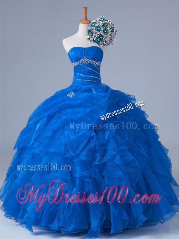 2016 Pretty Strapless Quinceanera Dresses with Beading and Ruffles