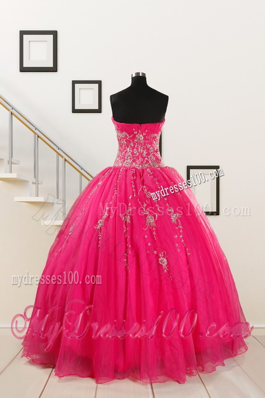 2016 Pretty Sweetheart Hot Pink Quinceanera Dresses with Beading