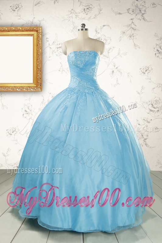 2016 Puffy Beading Baby Blue Quinceanera Dress with Wraps